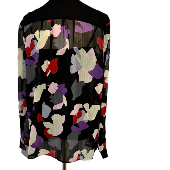 Emporio Armani Sheer Floral Blouse with Tie Collar - Picture 6 of 9